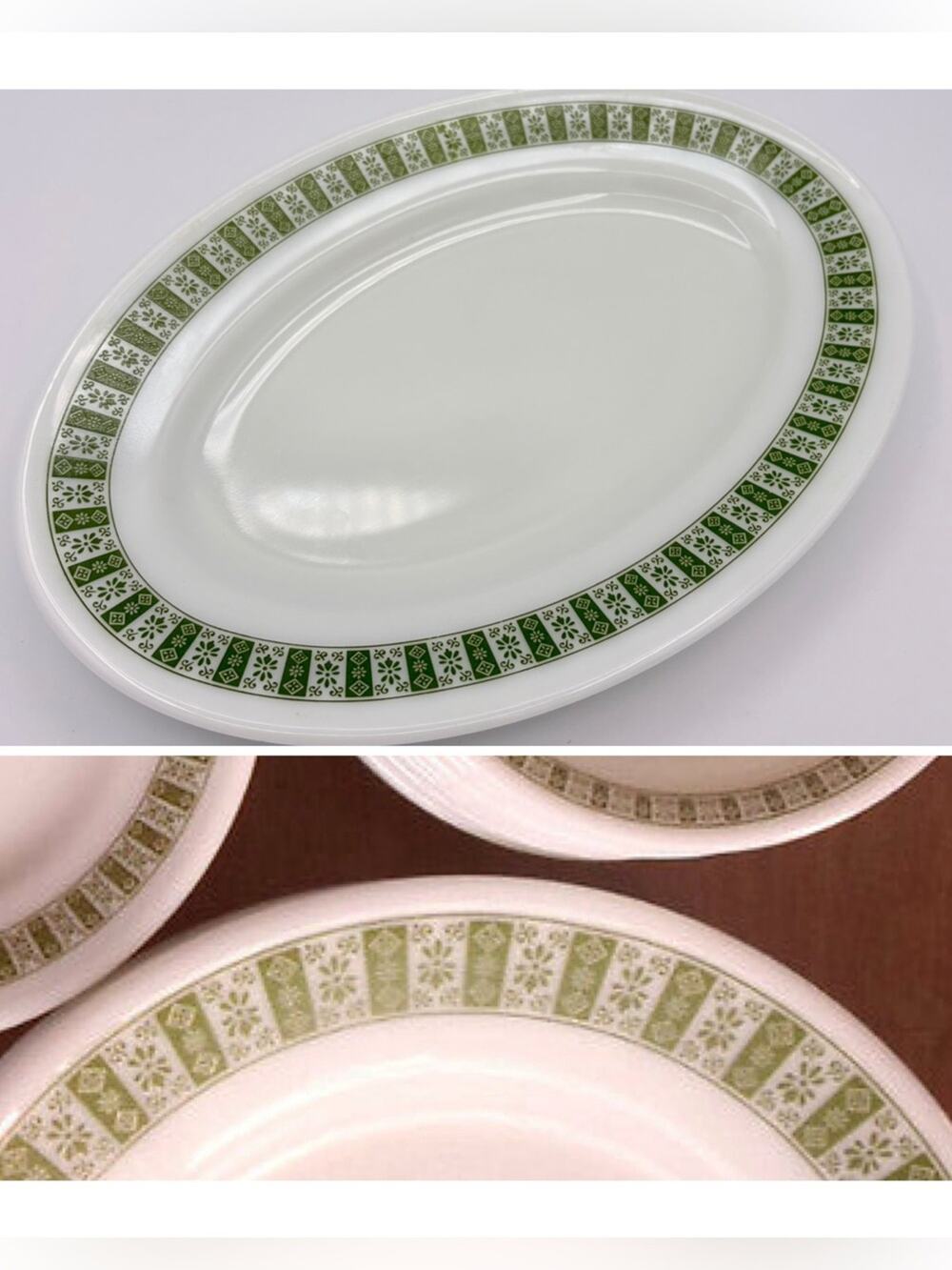 Pyrex Serving Platter Plate Darby Green MCM Mid 70’s Praire RARE HTF 11.5” X 8”